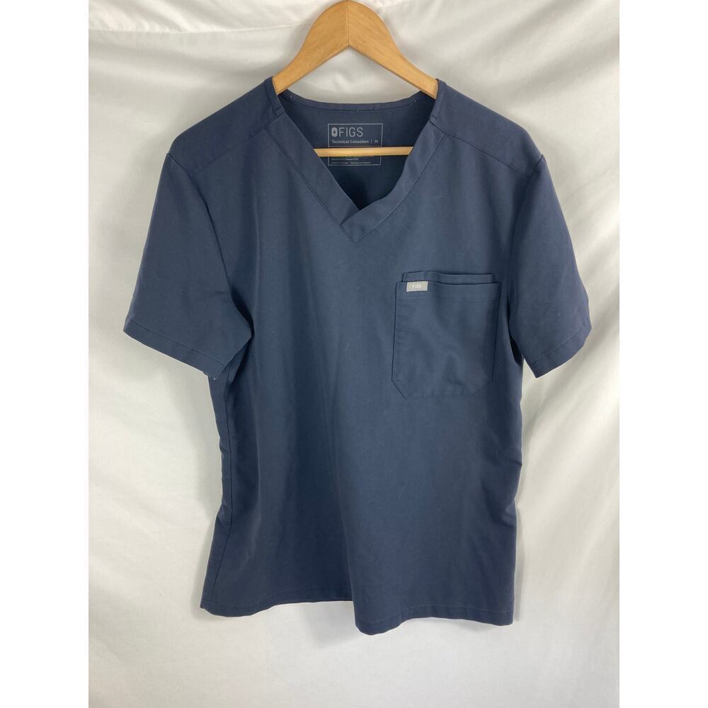 Figs Mens One Pocket Blue Short Sleeve Scrub Shirt Size Medium